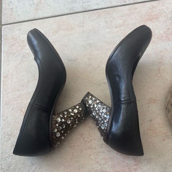 Dries Van Noten rhinestone heels beaded Shoes Sequin Mesh Chunky pumps rare - Picture 6 of 7